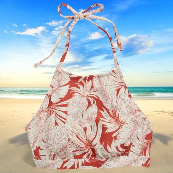 NEW Old Navy Pineapple Floral Halter Swim Top Summer Beach Vacation Size XXL - Picture 1 of 10